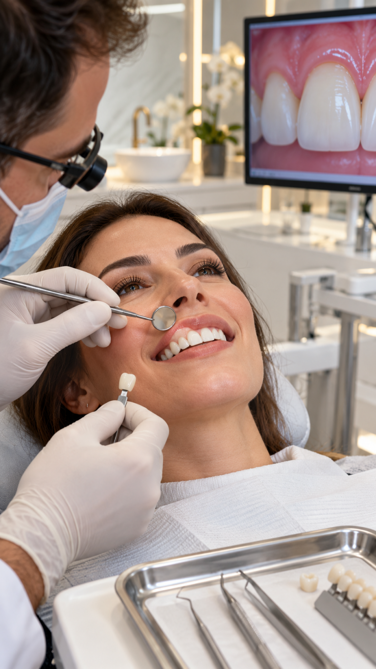 Planificación de retratamiento BOPT de una corona antigua con recesión gingival_movil